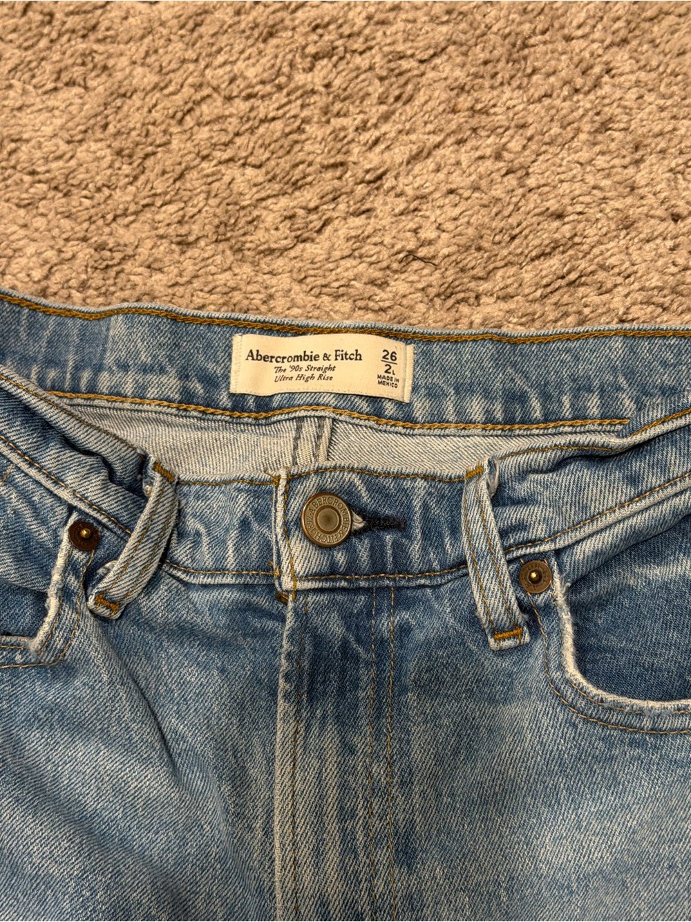 Abercrombie & Fitch 90s Straight Ultra High Riss Blue Denim Jeans 26L